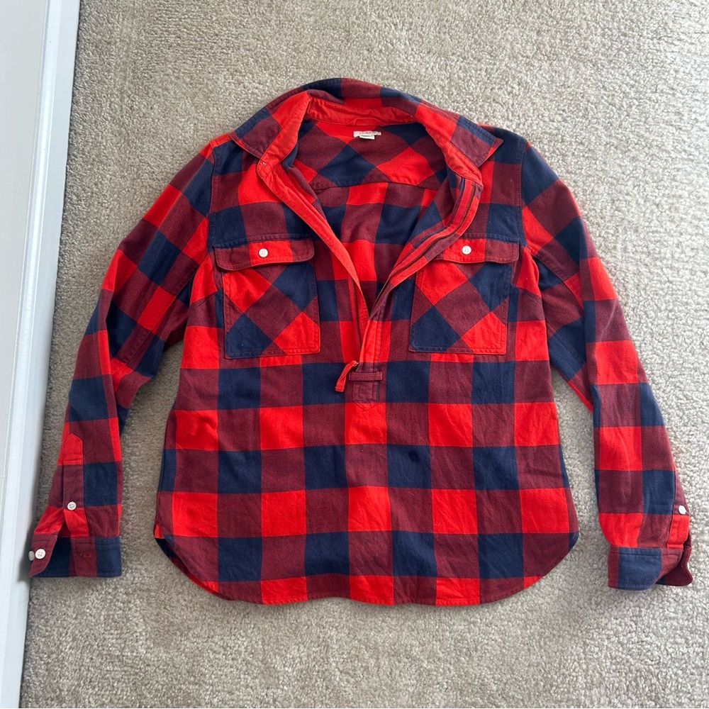 Navy/Red cotton half zip